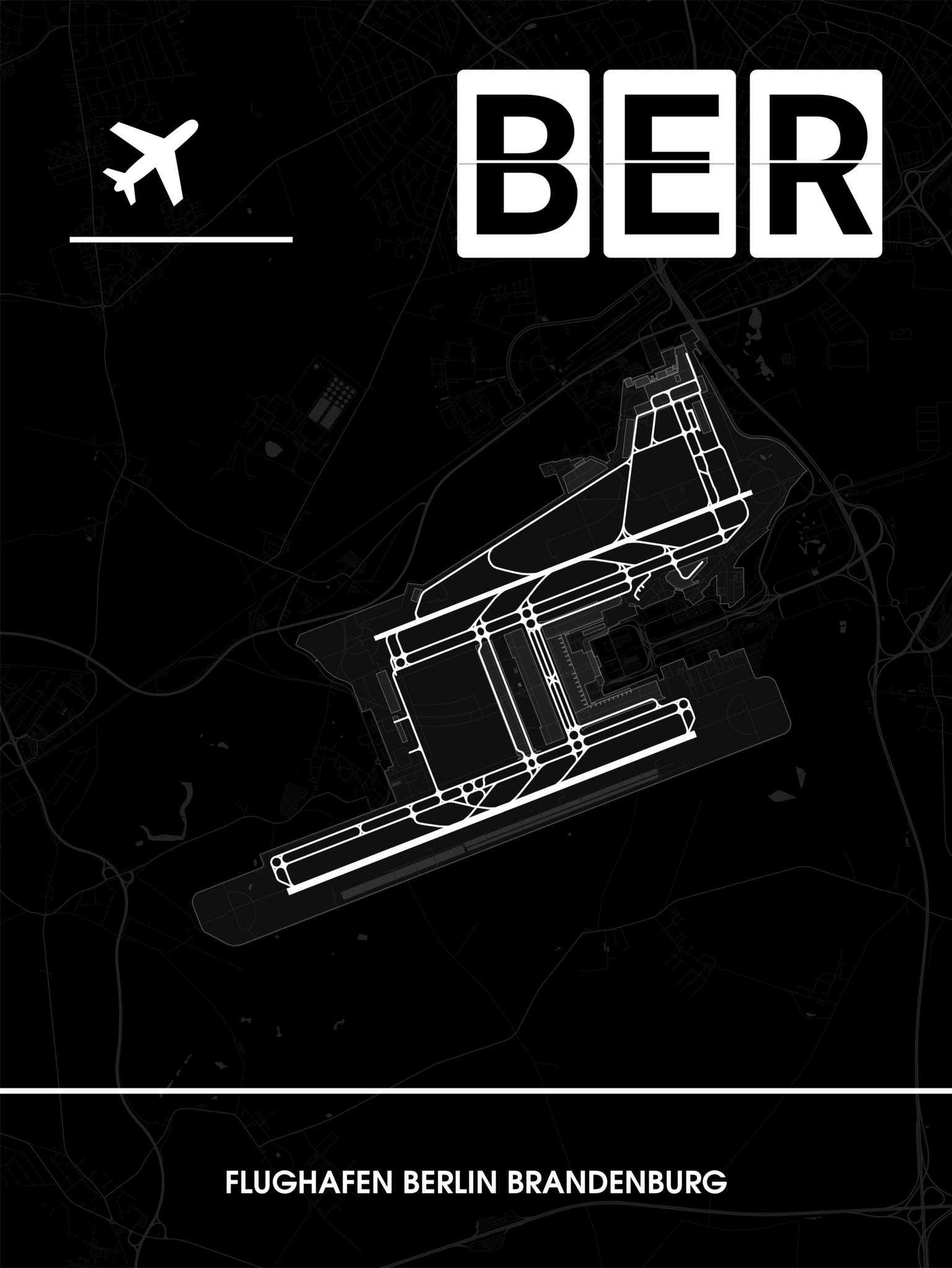 🇩🇪 / EDDB) Berlin 🛫 (BER Flughafen – Poster CraftYourMap Brandenburg