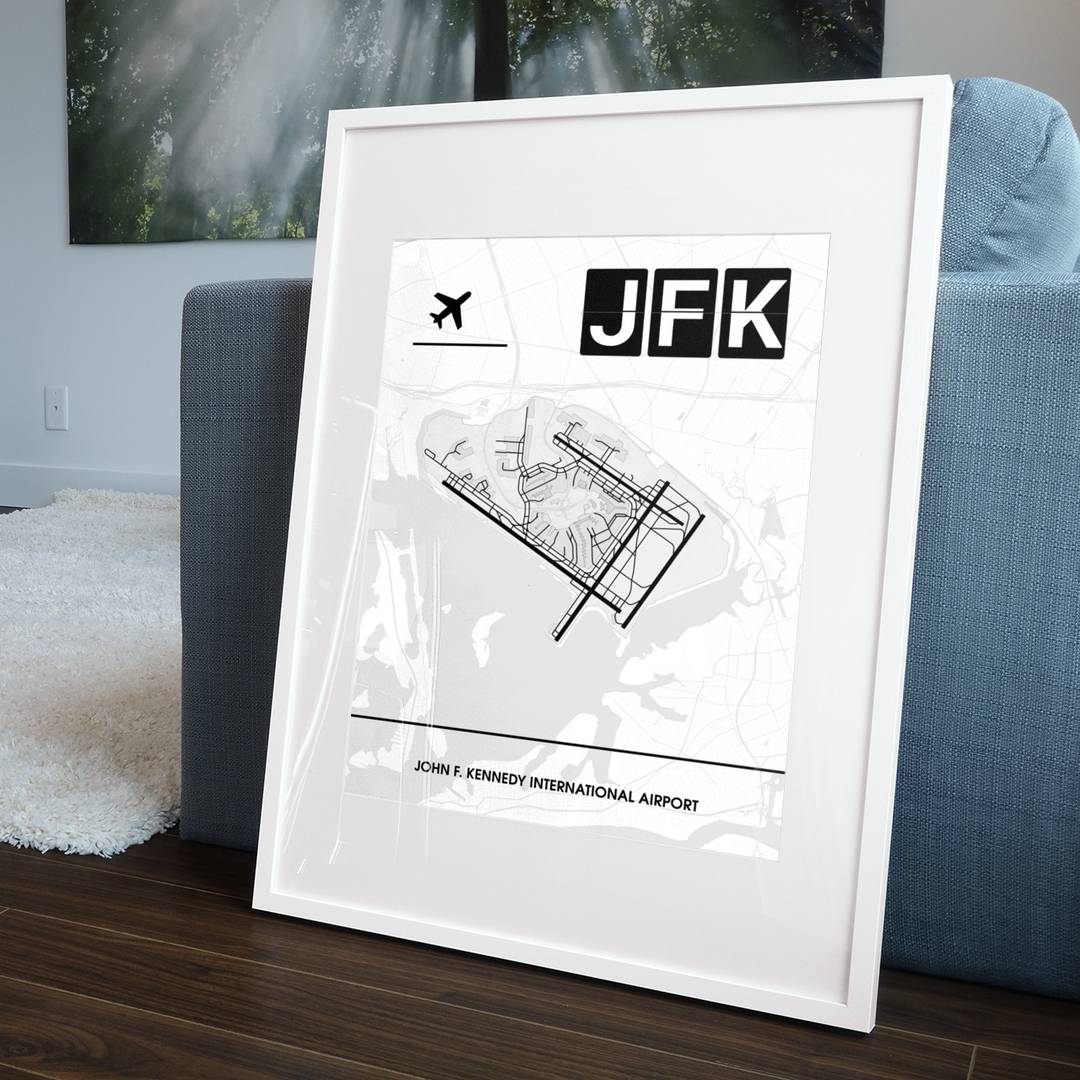 John CraftYourMap Airport Poster International / Kennedy KJFK) 🛫 – (JFK 🇺🇸 F.